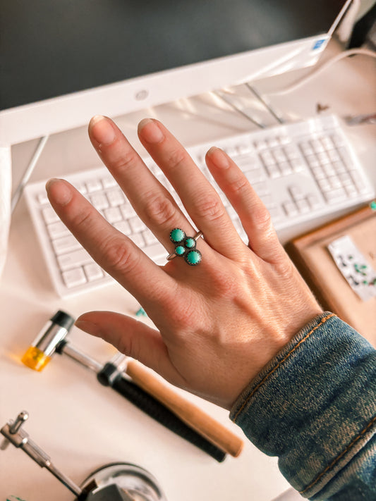 Turquoise Cluster Ring Size 7.5